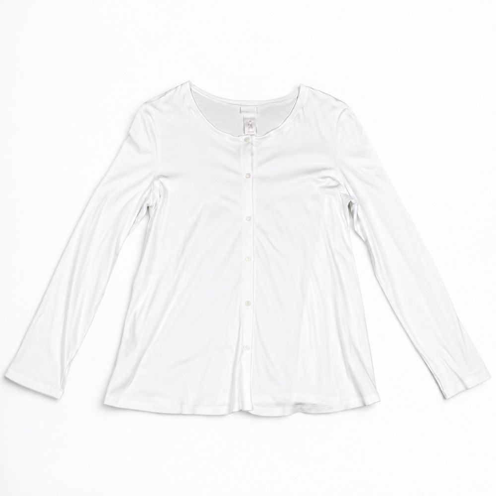 HANRO Tonight White Mercerized Cotton Pajama Sleep Top